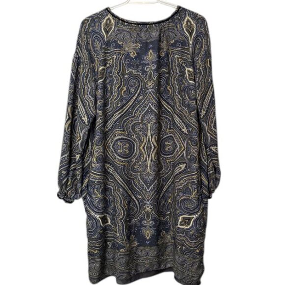 Massimo Dutti blue paisley print tunic mini dress size L - Picture 13 of 14